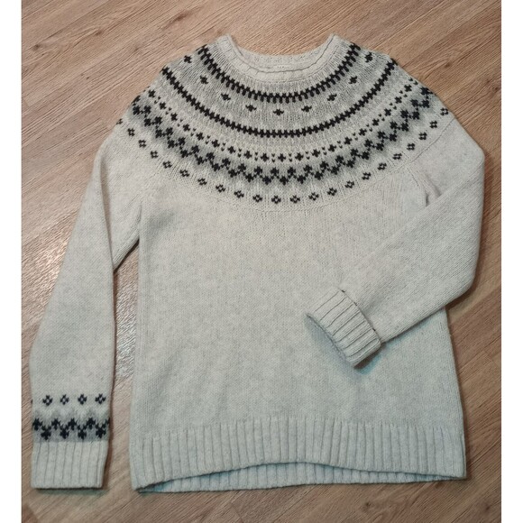 VINTAGE LL Bean Sweater Womens Large Roll Neck Lambs Wool Fair Isle Knit  *FLAW* - Picture 1 of 16